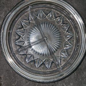 Silver/glass serving plate